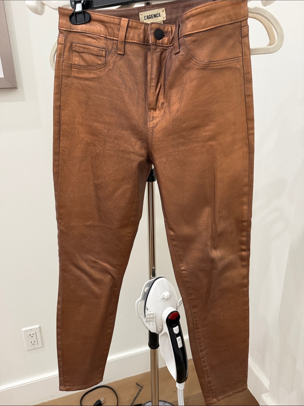 L'AGENCE Women’s Copper Brown Coated Slim Jeans
